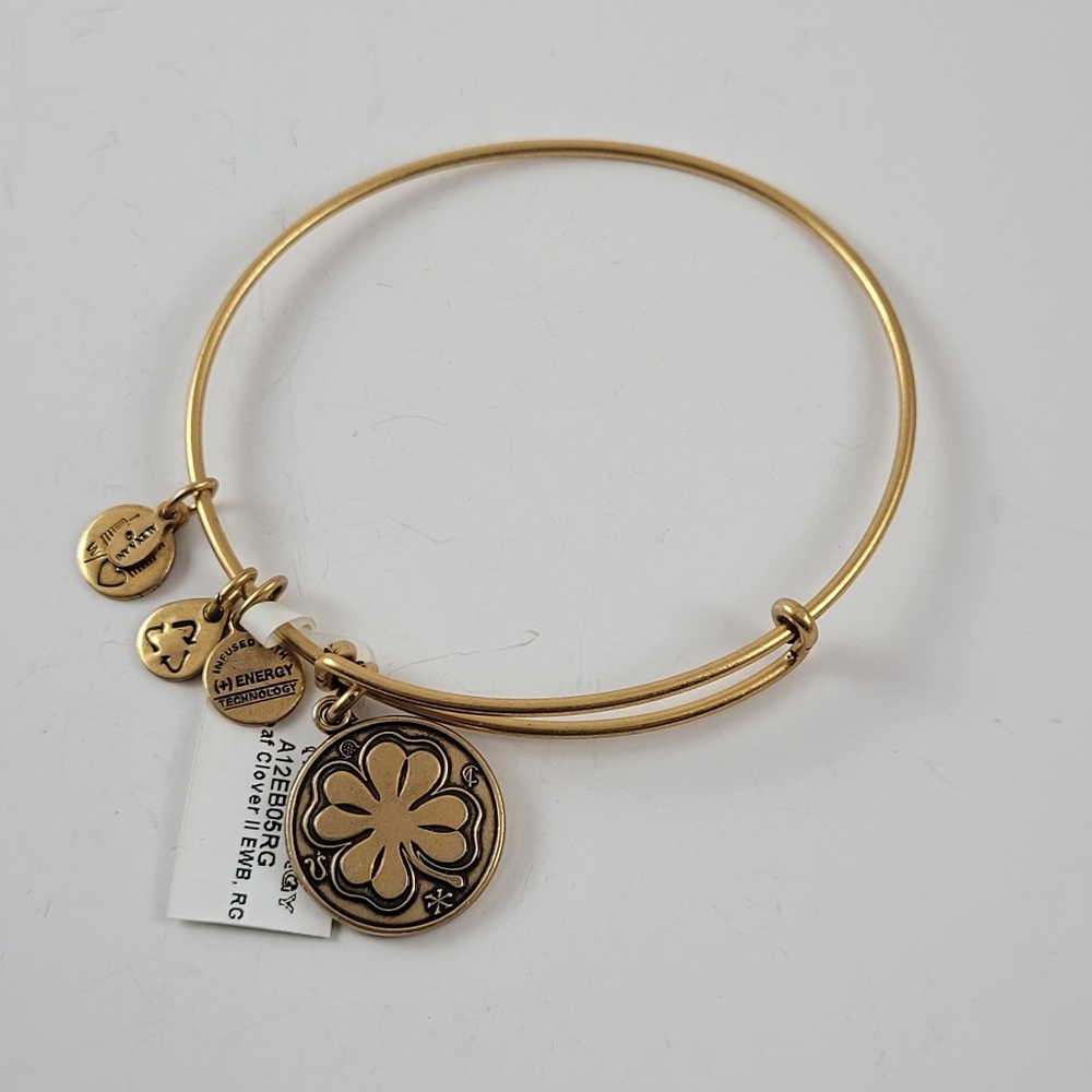 Alex and Ani Four Clover Charm Bangle Bracelet - Picture 4 of 5